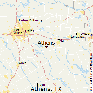 Athens,Texas Map
