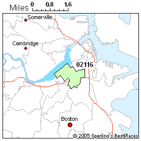 Boston, Massachusetts Zip Code Boundary Map (MA)
