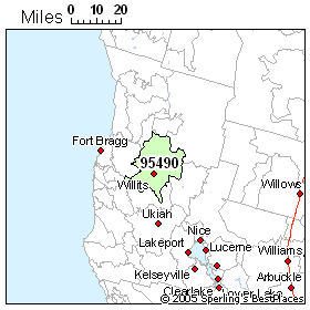 Willits (zip 95490), California
