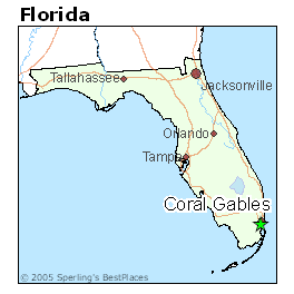 Map Coral Gables Florida