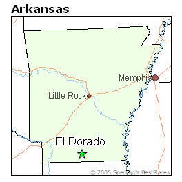 Driving instructions from Little Rock, AR to El Dorado, AR are shown on a map below