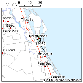 Zip Code Map Merritt Island Florida - 32952 