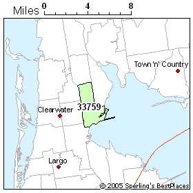 Clearwater Florida Zip Code Map - 33759 