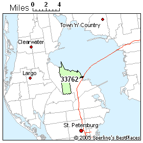 Clearwater Florida Zip Code Map - 33762 