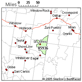 St Johns Az Map People In Zip 85936 (St. Johns, Az)