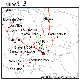 95110 Zip Code Map Weather In San Jose (Zip 95110), California