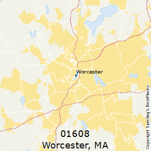 worcester zip massachusetts code map ma